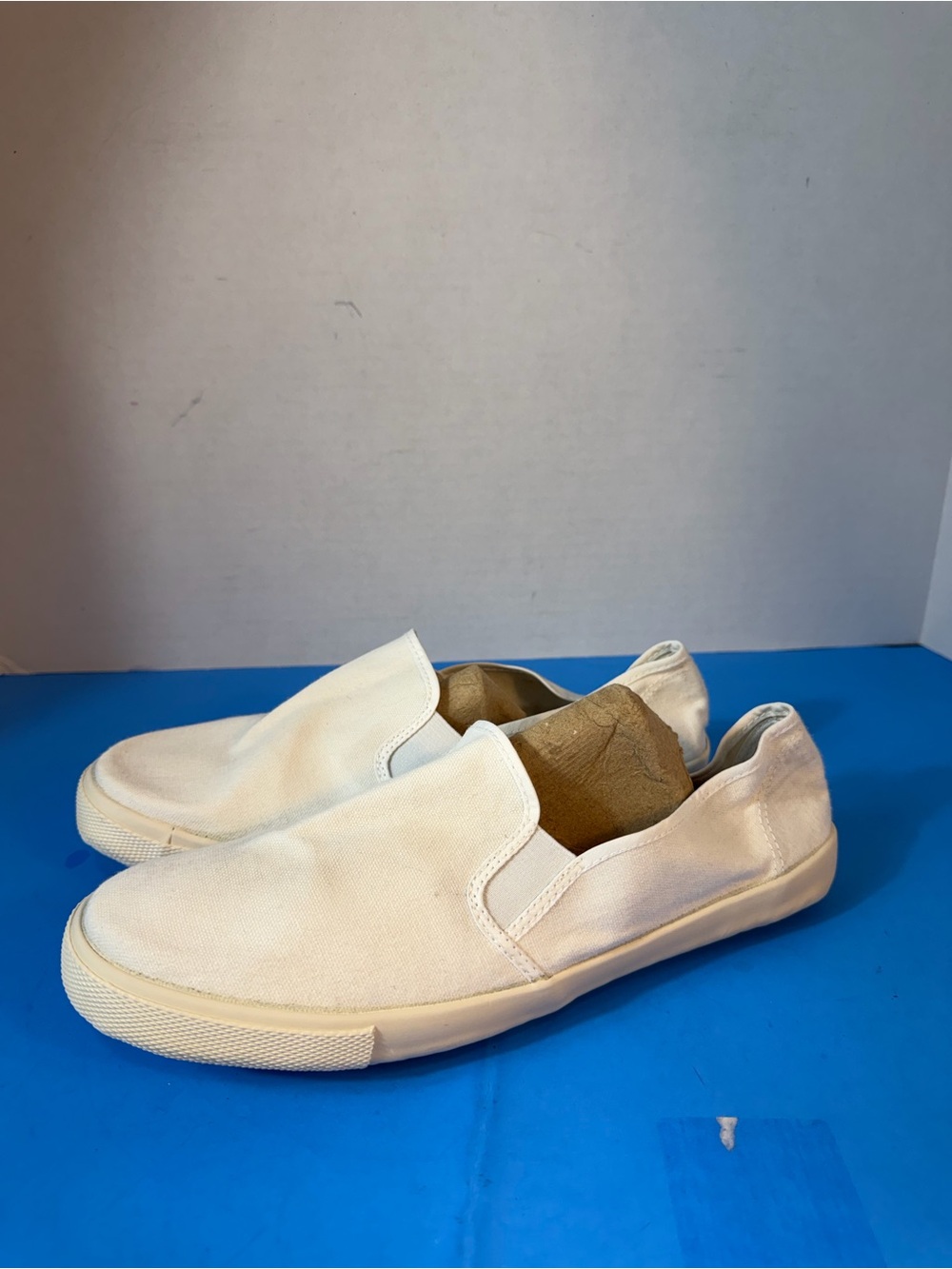 Men's Slip-On Canvas Sneakers in Off-White